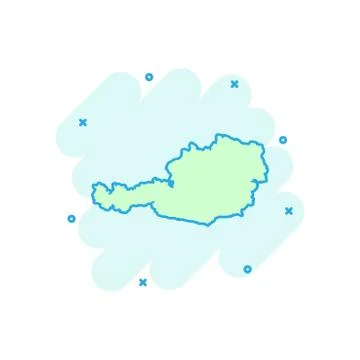 Vector cartoon Austria map icon in comic style. Austria sign illustration pic Illustrazione stock