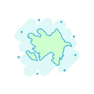 Vector cartoon Azerbaijan map icon in comic style. Azerbaijan sign illustrati Ilustración de archivo