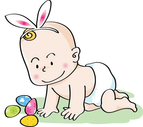 Vector cartoon baby in Easter Stock Illustration