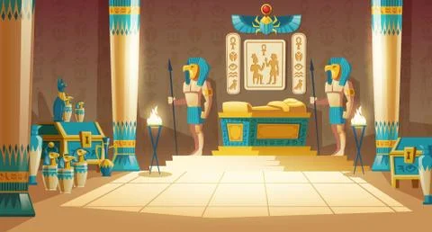 Vector cartoon background, ancient pharaoh tomb Stock-Illustration