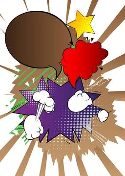 Vector cartoon background, colorful comic book backdrop. Retro comics pop a.. Stock Illustration