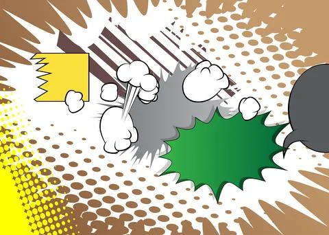 Vector cartoon background, colorful comic book backdrop. Retro comics pop a.. Stock Illustration