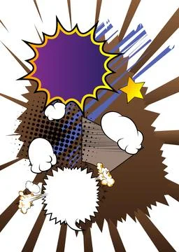 Vector cartoon background, colorful comic book backdrop. Retro comics pop a.. Stock Illustration