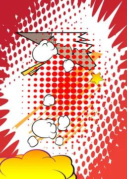 Vector cartoon background, colorful comic book backdrop. Retro comics pop a.. Stock Illustration