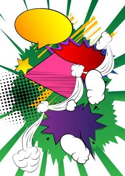 Vector cartoon background, colorful comic book backdrop. Retro comics pop a.. Stock Illustration