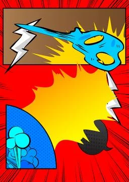 Vector cartoon background, colorful super comic book backdrop. Retro comics.. Stock Illustration
