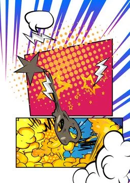 Vector cartoon background, colorful super comic book backdrop. Retro comics.. Stock-Illustration