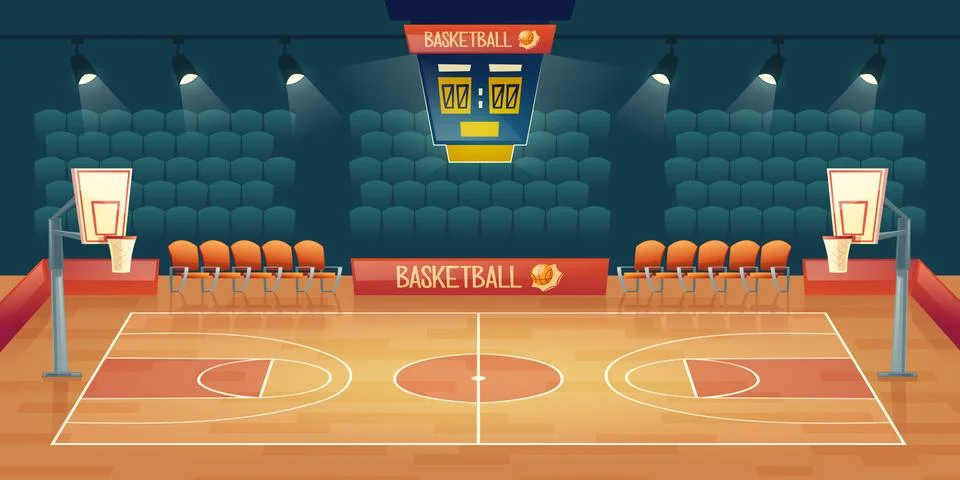 Vector cartoon background of empty basketball court Illustrazione stock