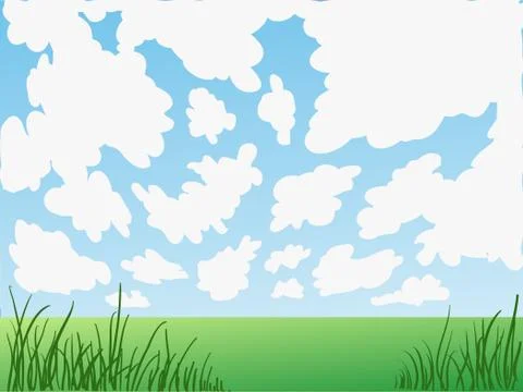Vector cartoon background - field landscape - sky and clouds Stock Illustration