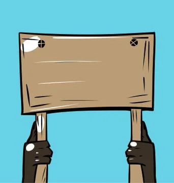 Vector cartoon banner held up in hands Stock Illustration