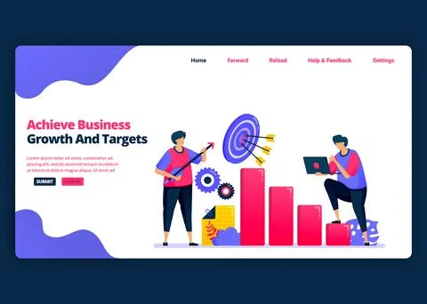 Vector cartoon banner template for achieve business profit growth and jobs ta Ilustração Stock