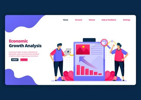Vector cartoon banner template for presentation for economic growth and perfo Stock Illustration