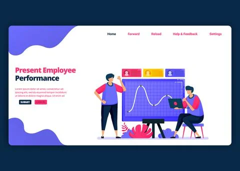 Vector cartoon banner template for presentation of employee performance for p Illustrazione stock