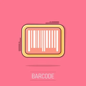 Vector cartoon barcode product distribution icon in comic style. Barcode si.. Stock Illustration