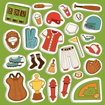 Vector cartoon baseball game player clothes uniform ball, glove and object イラスト素材
