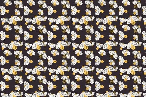 Vector cartoon bee seamless pattern background Stock Illustration