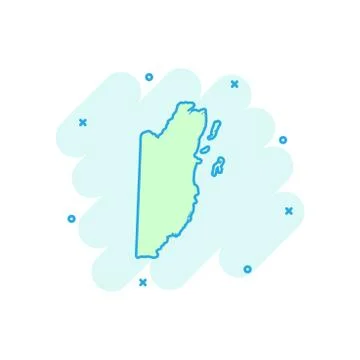 Vector cartoon Belize map icon in comic style. Belize sign illustration picto Stock Illustration