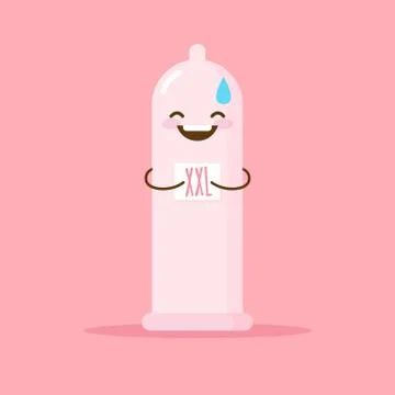 Vector cartoon big size condom illustration. Stock Illustration