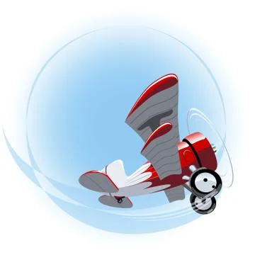Vector Cartoon Biplane Stock Illustration