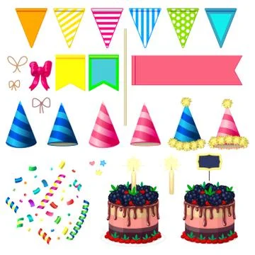 Vector cartoon birth day set Stock Illustration