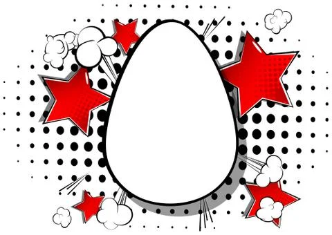 Vector cartoon blank Easter egg. Illustrated holiday sign on comic book backg Illustrazione stock