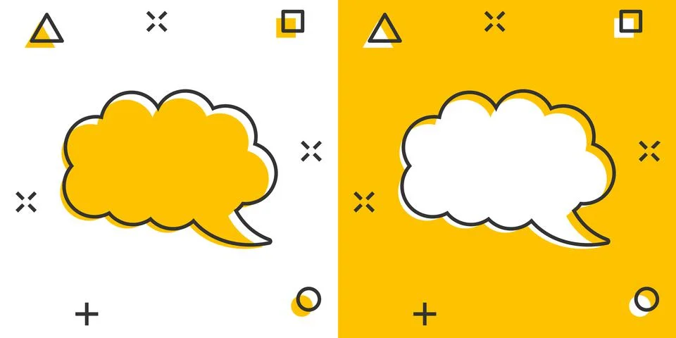 Vector cartoon blank empty speech bubble icon in comic style. Dialogue box il Illustrazione stock