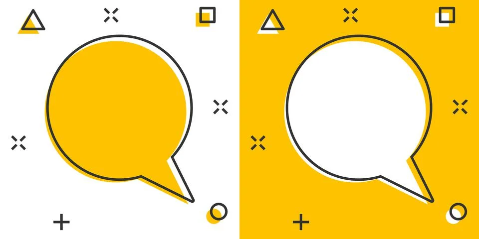 Vector cartoon blank empty speech bubble icon in comic style. Dialogue box il Stock Illustration