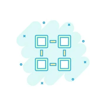 Vector cartoon blockchain technology icon in comic style. Cryptography cube b Stock Illustration