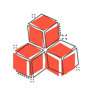 Vector cartoon blockchain technology icon in comic style. Cryptography cube b Stock Illustration