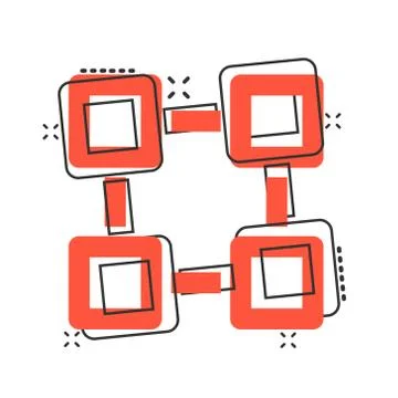 Vector cartoon blockchain technology icon in comic style. Cryptography cube b Stockillustratie