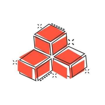Vector cartoon blockchain technology icon in comic style. Cryptography cube b Stock Illustration