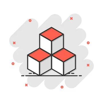 Vector cartoon blockchain technology icon in comic style. Cryptography cube b イラスト素材