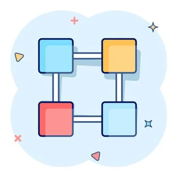 Vector cartoon blockchain technology icon in comic style. Cryptography cube b Stock Illustration