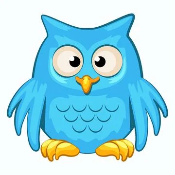 Vector cartoon blue owl. Cute night bird Stock Illustration