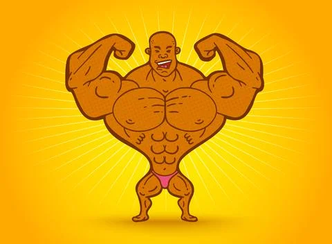 Vector cartoon of a bodybuilder. 스톡 일러스트