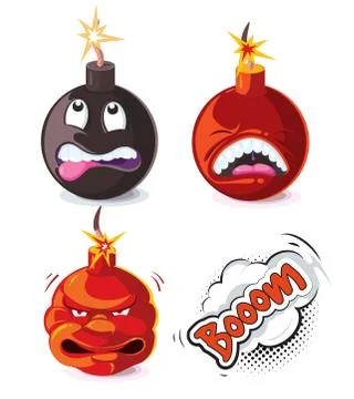 Vector cartoon bomb explosion effect animation frames for game Illustrazione stock