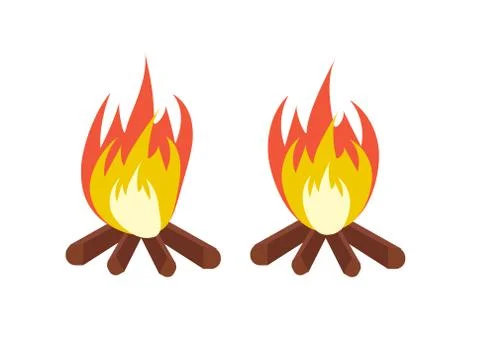 Vector cartoon bonfire. Fire camp. Campfire cartoon illustration Stock Illustration