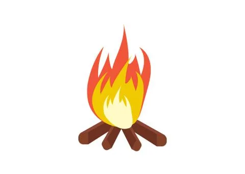 Vector cartoon bonfire. Fire camp. Campfire cartoon illustration Stock Illustration