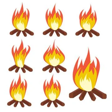 Vector cartoon bonfire. Fire camp. Campfire cartoon illustration Stock Illustration