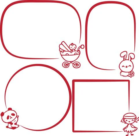 Vector cartoon with border frame set Stock Illustration