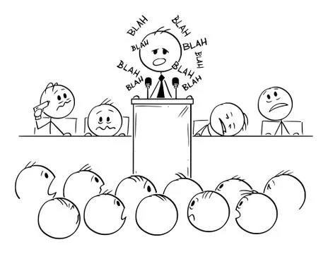 Vector Cartoon of Boring Man or Politician Speaking Blah or Having Speech on Stock Illustration