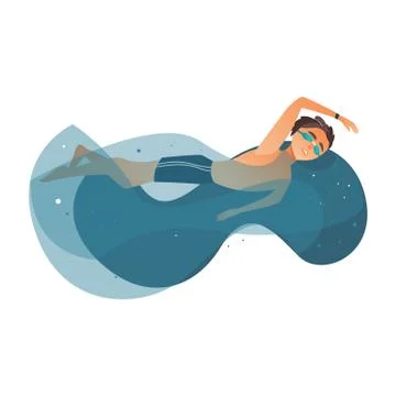 Vector cartoon boy swimming in pool Stock Illustration