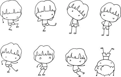 Vector cartoon boys action set Stock Illustration
