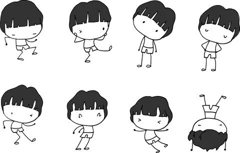 Vector cartoon boys action set Stock Illustration