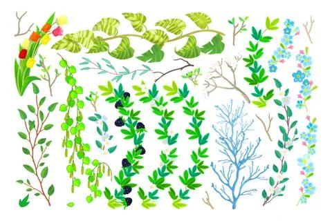 Vector cartoon branches set Stock Illustration