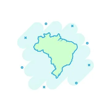 Vector cartoon Brazil map icon in comic style. Brazil sign illustration picto Ilustración de archivo