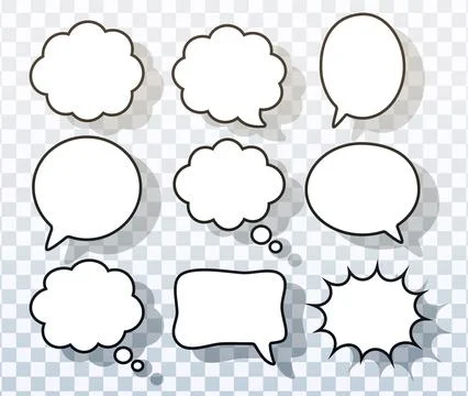 Vector Cartoon Bubbles With Explosion And Thought Cloud Icons Stock Illustration