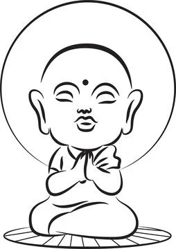 Vector cartoon Buddha drawing design illustration Stock Illustration