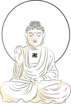 Vector cartoon Buddha drawing design illustration Stock Illustration