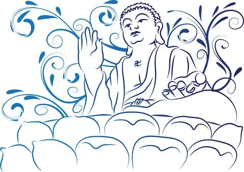 Vector cartoon Buddha drawing design illustration Stock Illustration